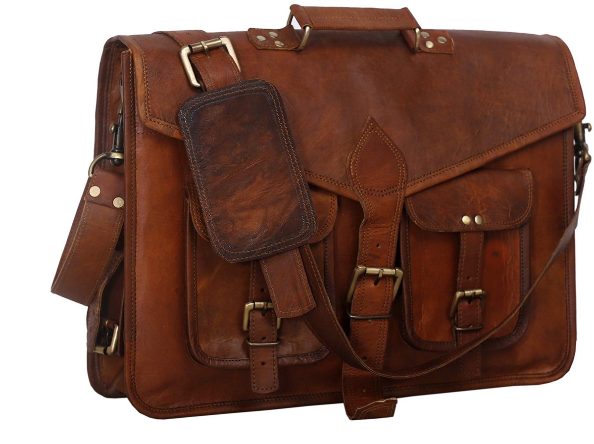 Omgoods - Leren Laptoptas voor Professionele Gebruik met Schouderriem