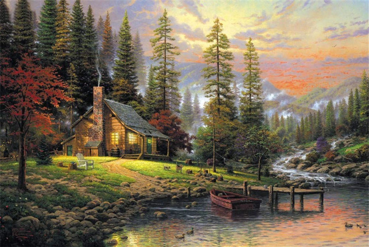 Omgoods - Premium 1000 Stuk Puzzel van Herfstlandschap met Rivier
