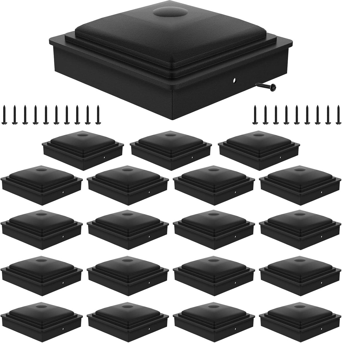 20pcs 70 x 70mm Fence Post Caps with Free Screws Plastic Post Top Cap - ShopVlot
