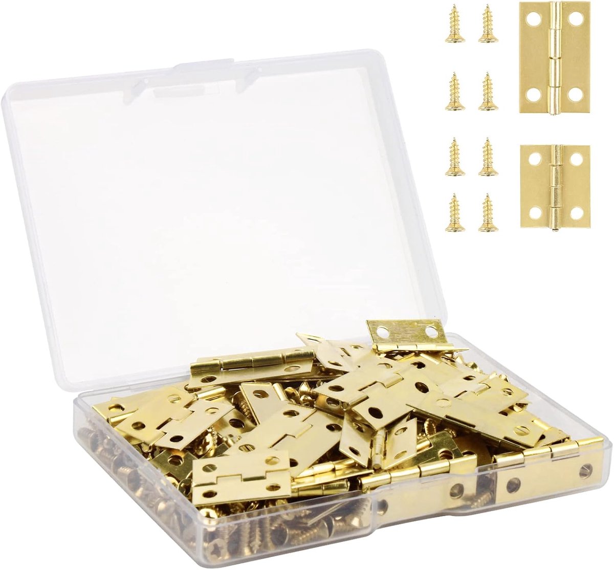 SnelShoppen - Mini Scharnieren Plat Onzichtbaar RVS Duurzaam en Robuust Klein Scharnier voor Sieradenkist Lades DIY Accessoires (Goud, 24x15mm + 18x15