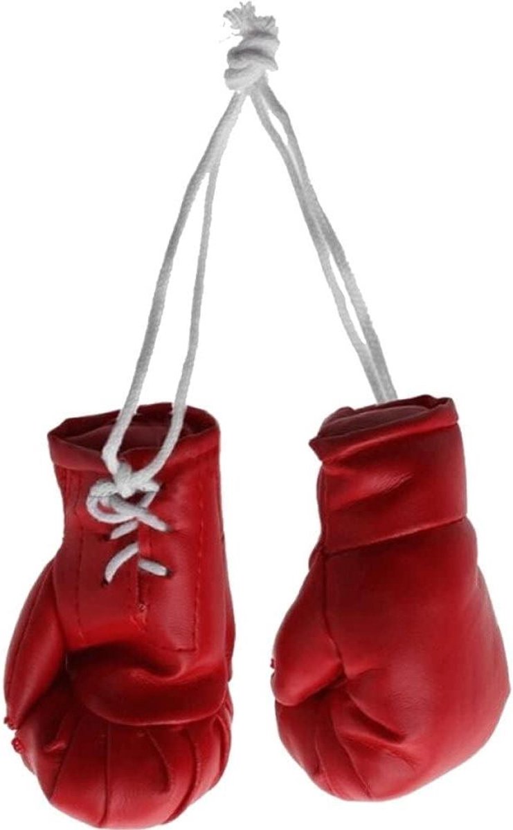 Mini Bokshandschoenen - Kleine Bokshandschoenen - Auto Decoratie - Ophangbaar Paar - 10 x 6 cm - Rood