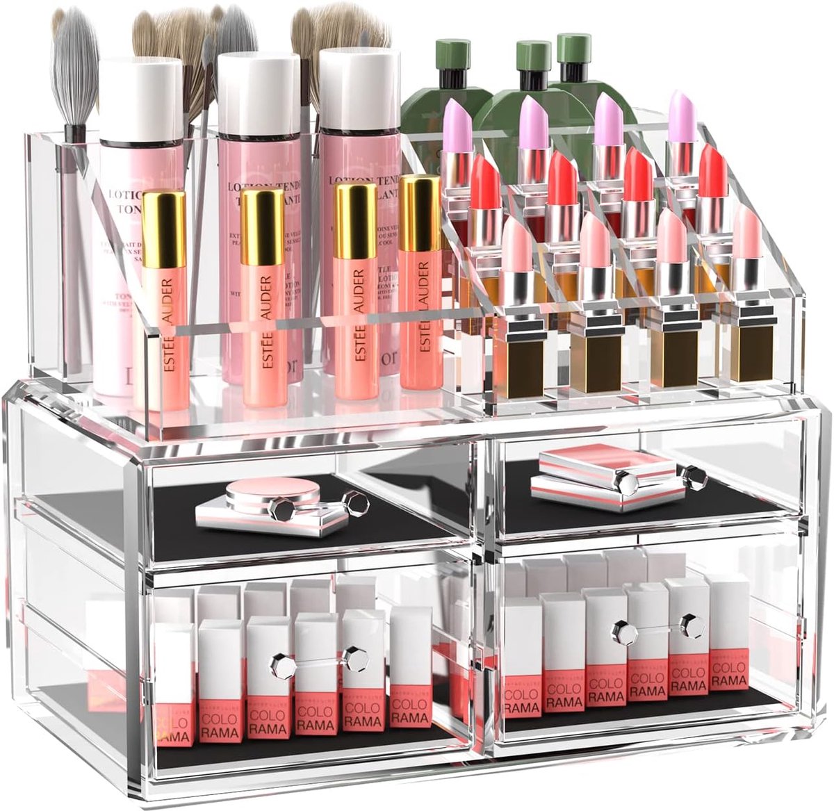 SnelShoppen - Acryl Makeup Organizer met 4 Laden - Transparante Cosmeticabox voor Sieraden, Haaraccessoires en Lippenstift - Ideaal voor Badkamer en D