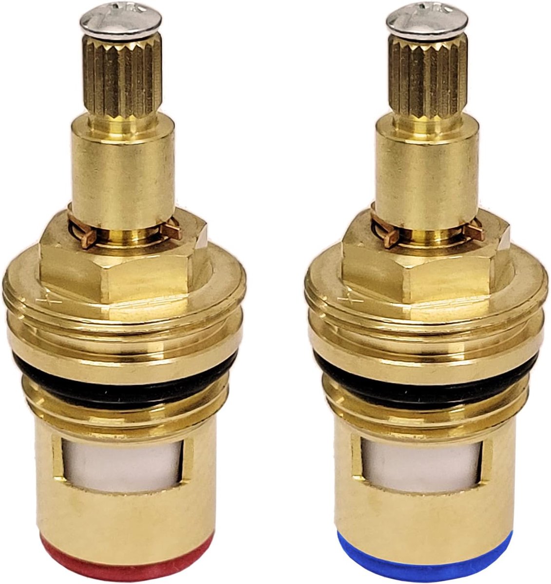 SnelShoppen - Vervangingsset Kraanventielen Messing Keramische Schijf Inzet Gland Cartridge Koud en Warm Water 1/4 Kwadrant Draai 20 Tanden G 1/2 Inch