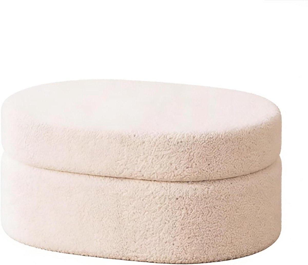 Opberg Poef - Voetenbankje Zetel - Ruimte Besparen - Verborgen Opbergruimte - 45x35x35 cm - Wit
