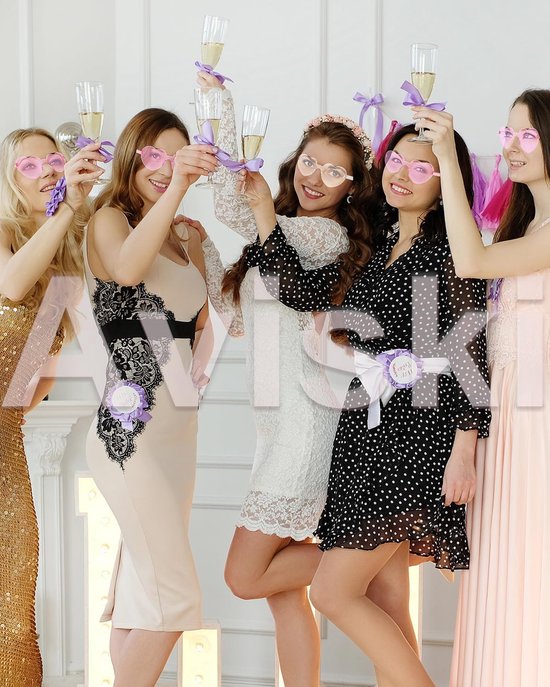 Hartvormige frameloze zonnebril, transparant getinte glazen, 10 team bruid glazen, vrijgezellenfeest/bruidsdouche, party, favorieten, fotobooth-rekwisieten — afbeelding 4