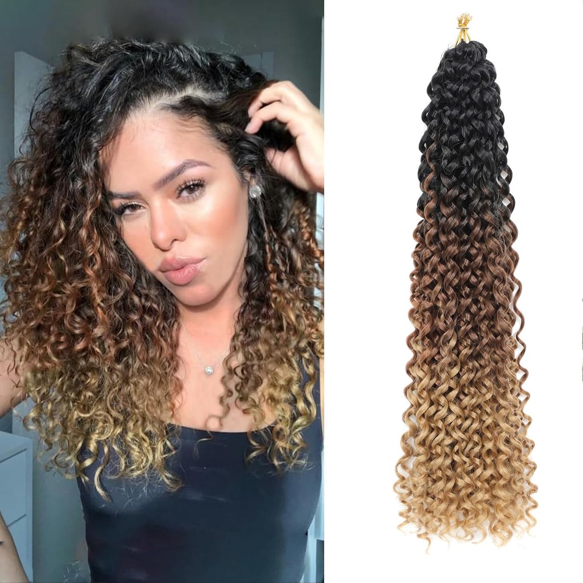 8 Packs GoGo Curl Crochet Hair 12 Inch Short Curly Crochet Hair for Women Beach Curl Water Wave Deep Twist Crochet Braids Synthetic Braiding Hair Extensions (1B/30/27#, 12 Inch(pack of 8))