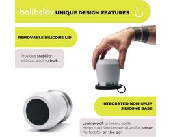 balibetov Yerba Mate Gourd - 266 ml roestvrijstalen Yerba Mate beker met dubbelwandige isolatie, antislip basis, morsbestendig siliconen deksel - Mate Argentino - Mate Mugs. (grijs)