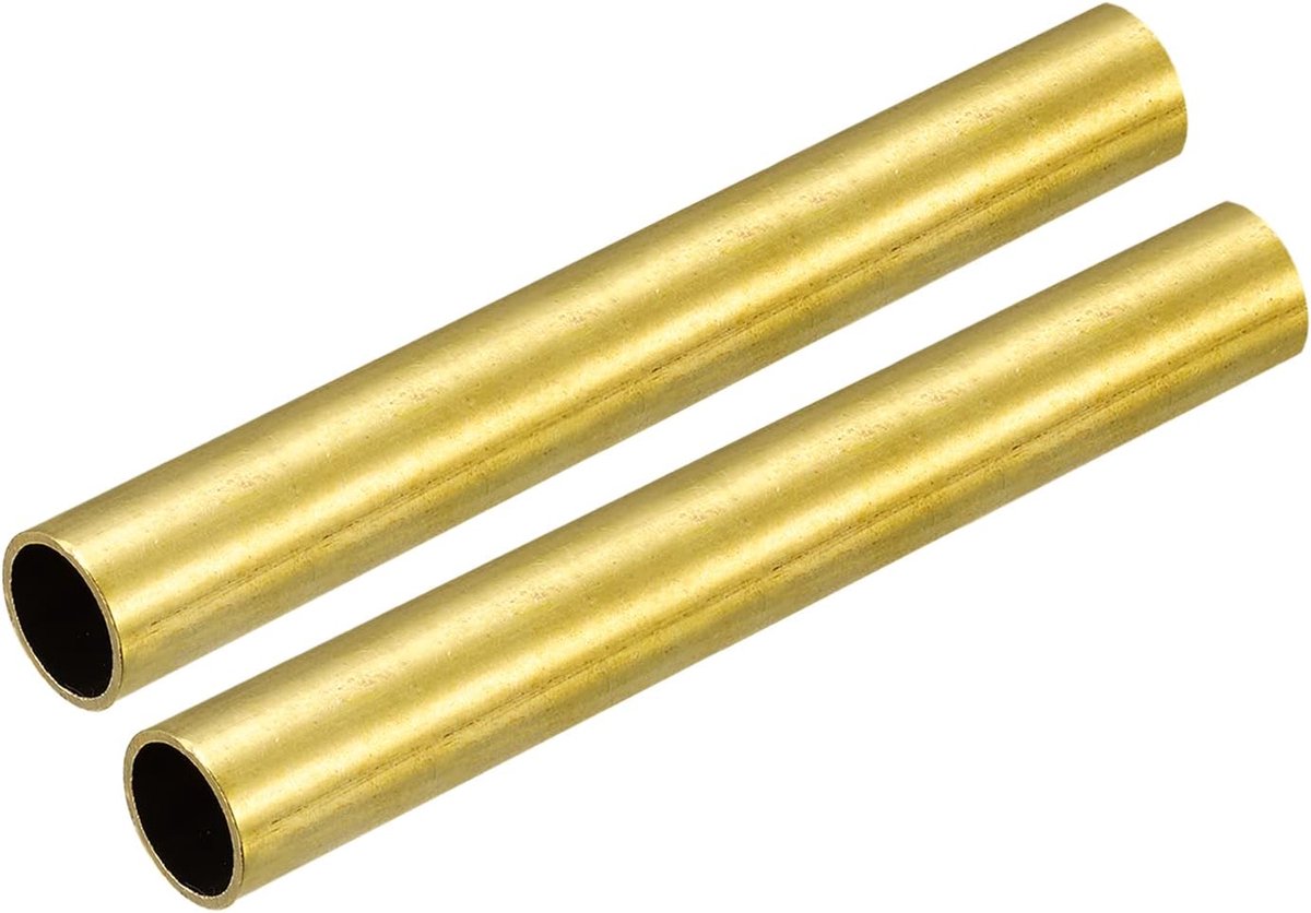 2 stuks messing buis, 100 mm lengte, 13 mm buitendiameter, naadloze rechte buis, 1 mm wanddikte, messing ronde buis voor industrie, bouw, tuin, huishouden, knutselwerk, decoratie
