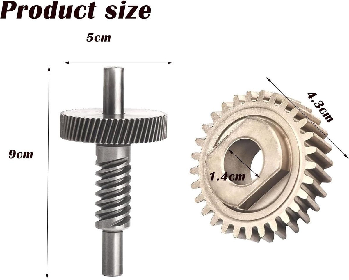 9706529 W11086780 9709231 WP9709231 Worm Gear Vervangingsonderdelen met 9703680 Circlip Compatibel met Whirlpool/Kitchenaid Staande Mixer