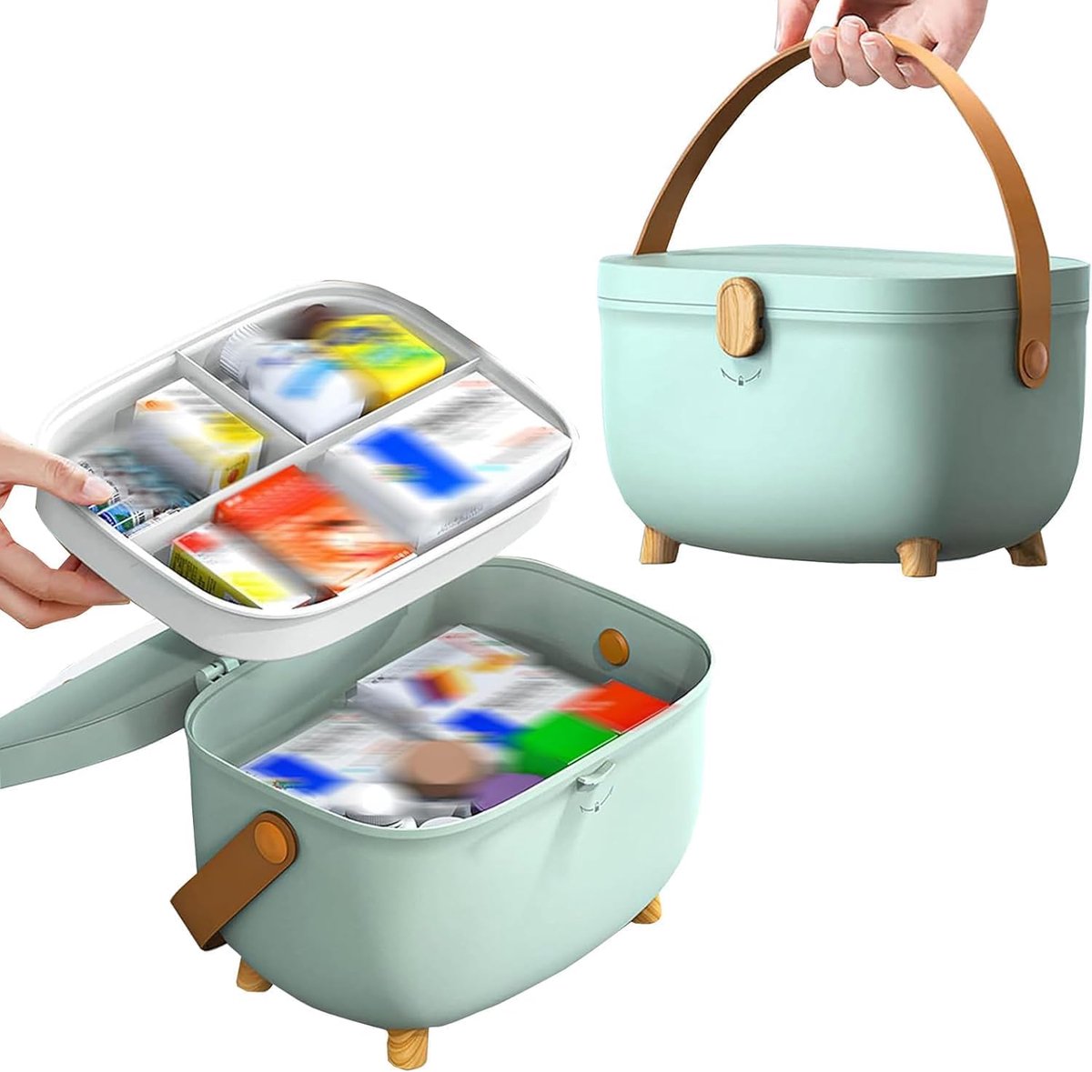 medicijnbox, medicijnbox, huisapotheek met 2 compartimenten, medicijnenopslag, medicijnorganizer voor medicijnen voor thuis, buiten