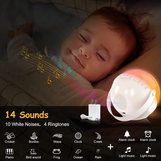 SnelShoppen - Kinderwekker met Slaaptrainer en Zonsopgangsimulatie, Bluetooth Muziekspeler, Digitale Klok en Geluidsmachine voor Kinderen, Schattige W — afbeelding 3