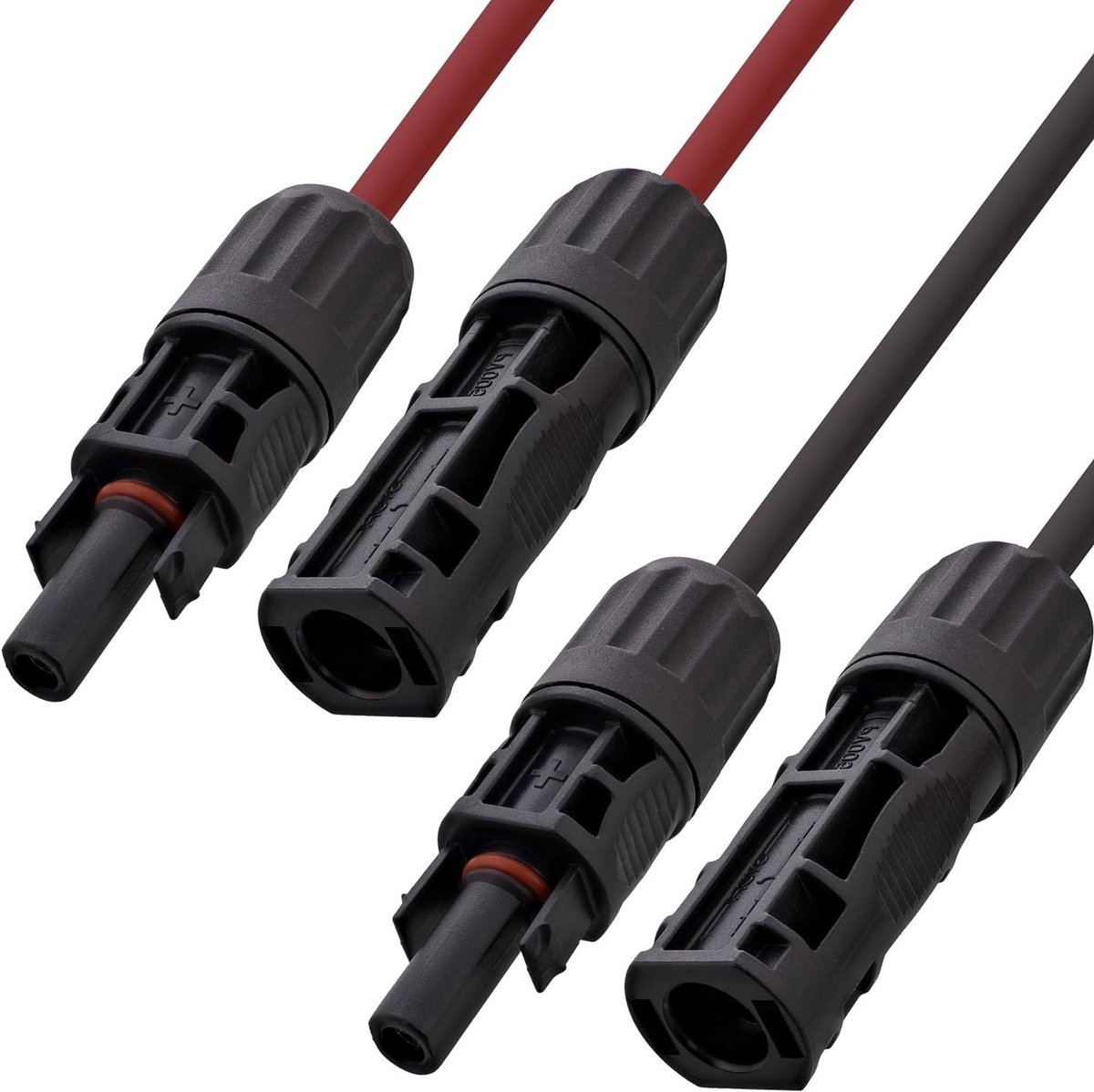 Verlengset Zonnekabel - Zonne-energie kabel Fotovoltaïsche kabel - Zonnepanelen Aansluiten - UV-bestendig en Duurzaam - 6 mm² 3m - Zwart/Rood