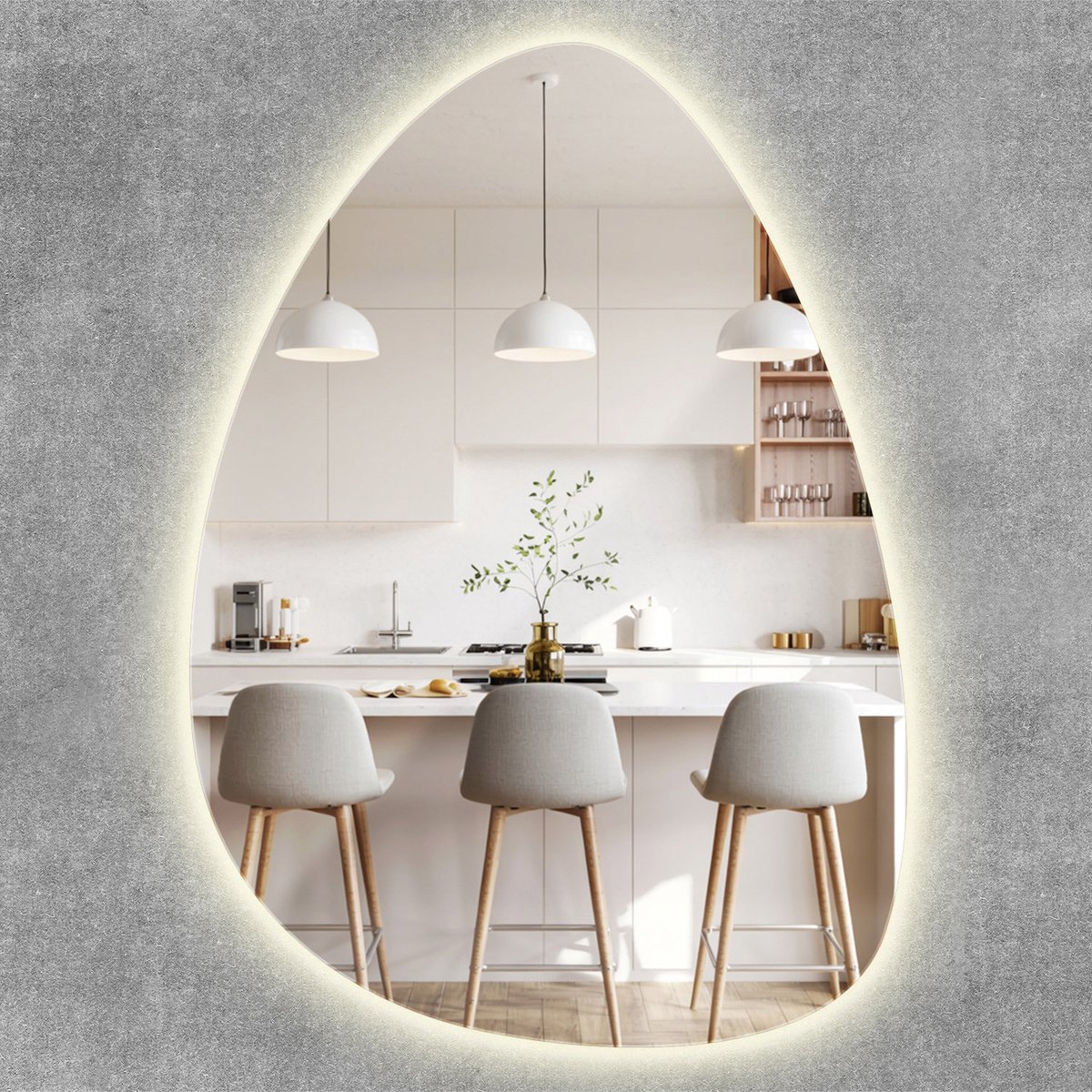 ArtPrintCave LED Organische Spiegel - 50 x 70 cm - Badkamerspiegel met Verlichting - Neutraal Wit 4000K