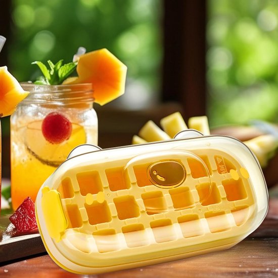 IJsklontjes Maker - Fles met Bakje - Drankjes Koelen - Modulaire Innovatie - Maat M - Geel — afbeelding 4