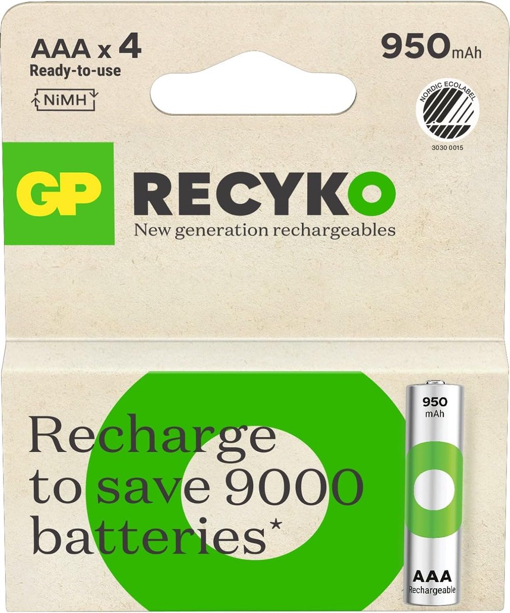 SnelShoppen - Oplaadbare Batterijen AAA 950 mAh - 4 Stuks - Duurzaam en Milieu-vriendelijk - Ideaal voor Speelgoed, Afstandsbedieningen, Tuinverlichti