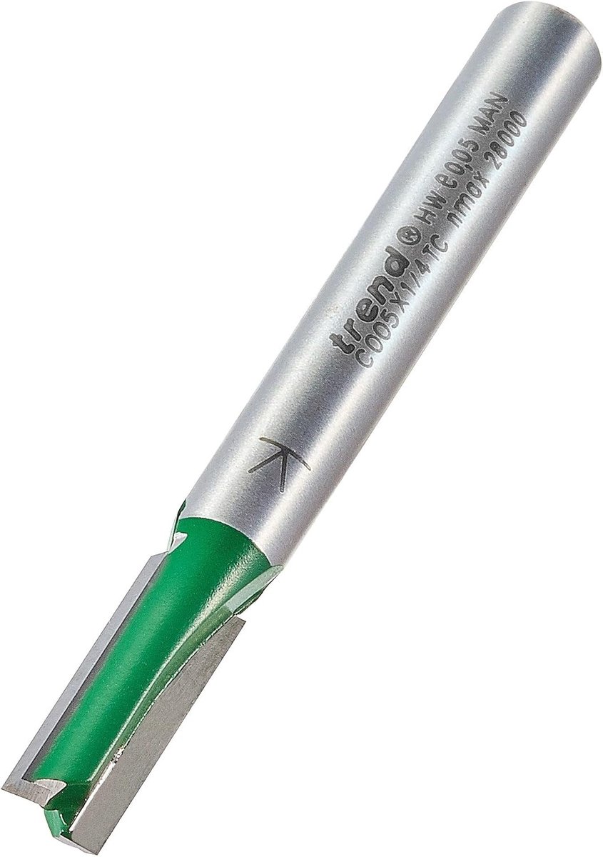SnelShoppen - Trend Craftpro Rechte Frees met Twee Sleuven, 1/4 Inch Schacht, 6mm Snijdiameter & 16mm Snijlengte, Tungsten Carbide Tip voor Precisie F