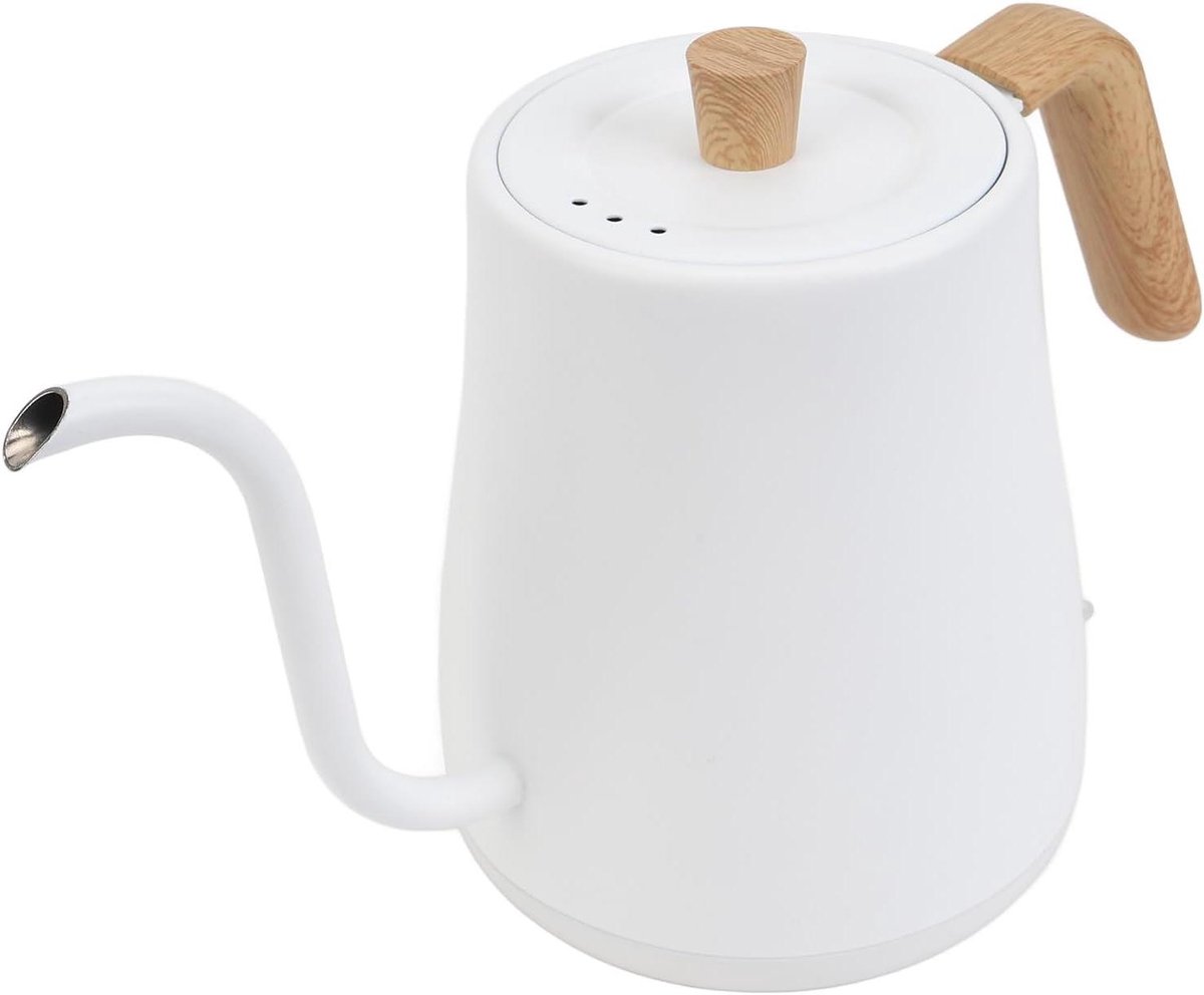 Zwanenhals Waterkoker - Koffieketel Theepot - Koffie Thee Zetten - Nauwkeurige Stroomregeling - 800 ml - Witte Houtnerf