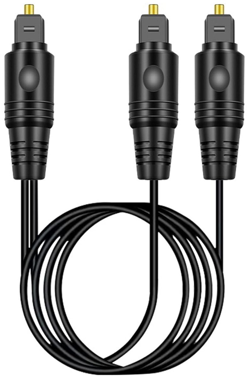 Optical Audio Cable, Digital Optical Splitter Adapter Cable 1 in 2 Out, 1m, Optical Audio Cable, Digital Fiber Optic - ShopVlot