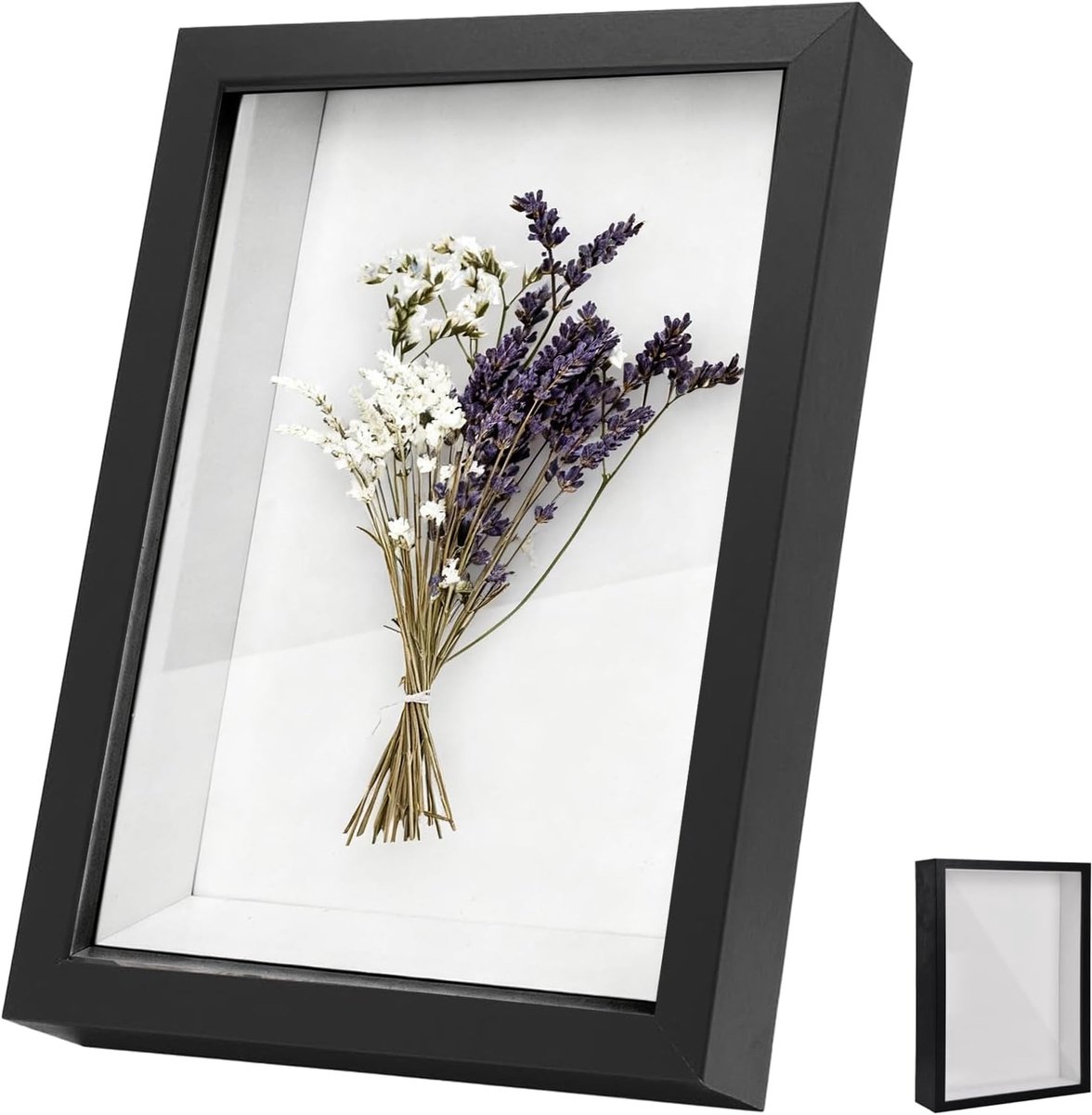 SnelShoppen - Diepe Fotolijst voor 3D Objecten 20 x 25 cm, Zwart Houten Fotolijst met Duidelijk Acryl Glas, 3 cm Diepte, Perfect voor Muurdecoratie, C