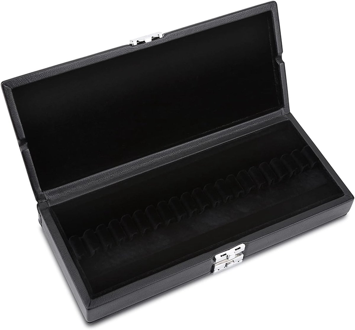 SnelShoppen - Hobo Reed Box, 2 Laags PU Leer Hoborie Houder voor 40 Stuks Rietopslag met Zacht Stof, Elegante Koffer voor Muziek en Reizen