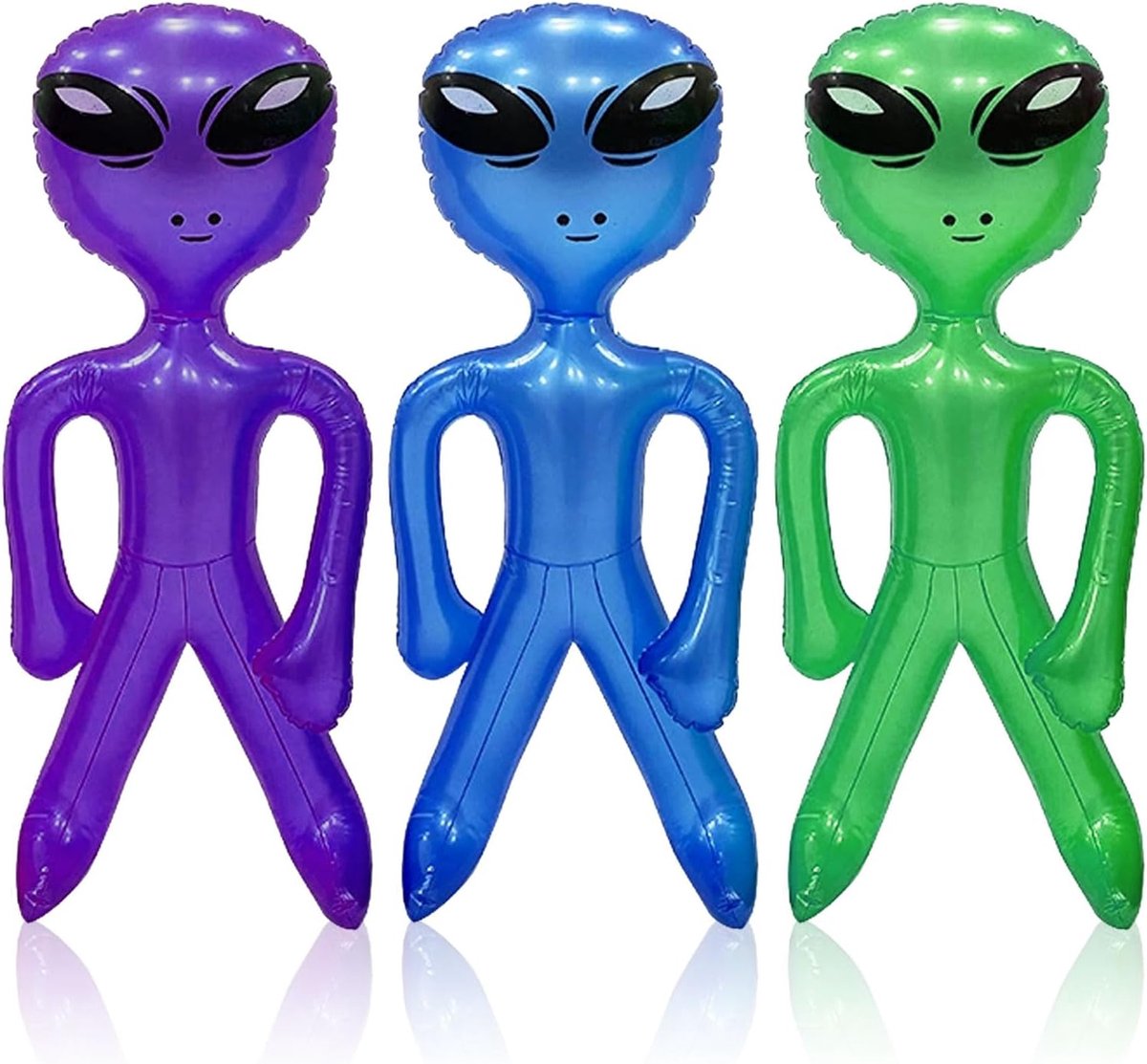 SnelShoppen - 3 Stuks Opblaasbare Alien Kostuum voor Halloween en Alien Thema Feesten - 45 cm Hoog - Lichtgewicht PCW Materiaal - Perfect voor Kindere