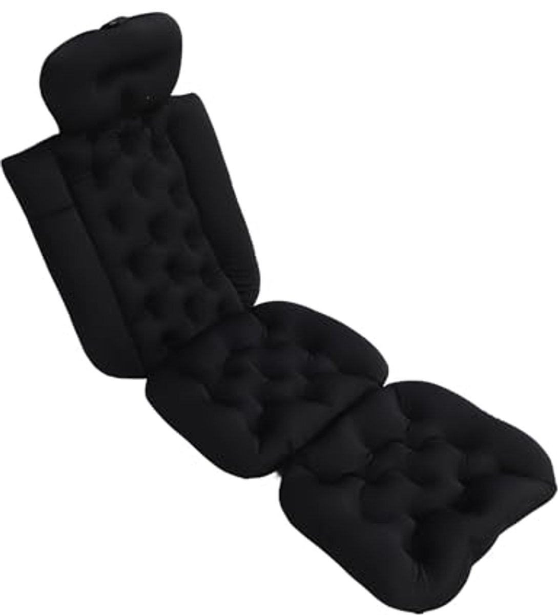 SnelShoppen - Volwassen Badkussen voor Het Hele Lichaam - Antislip Badkuipkussen - Afneembaar Wasbaar - Perfecte Maat voor Badkuipen - Zwart