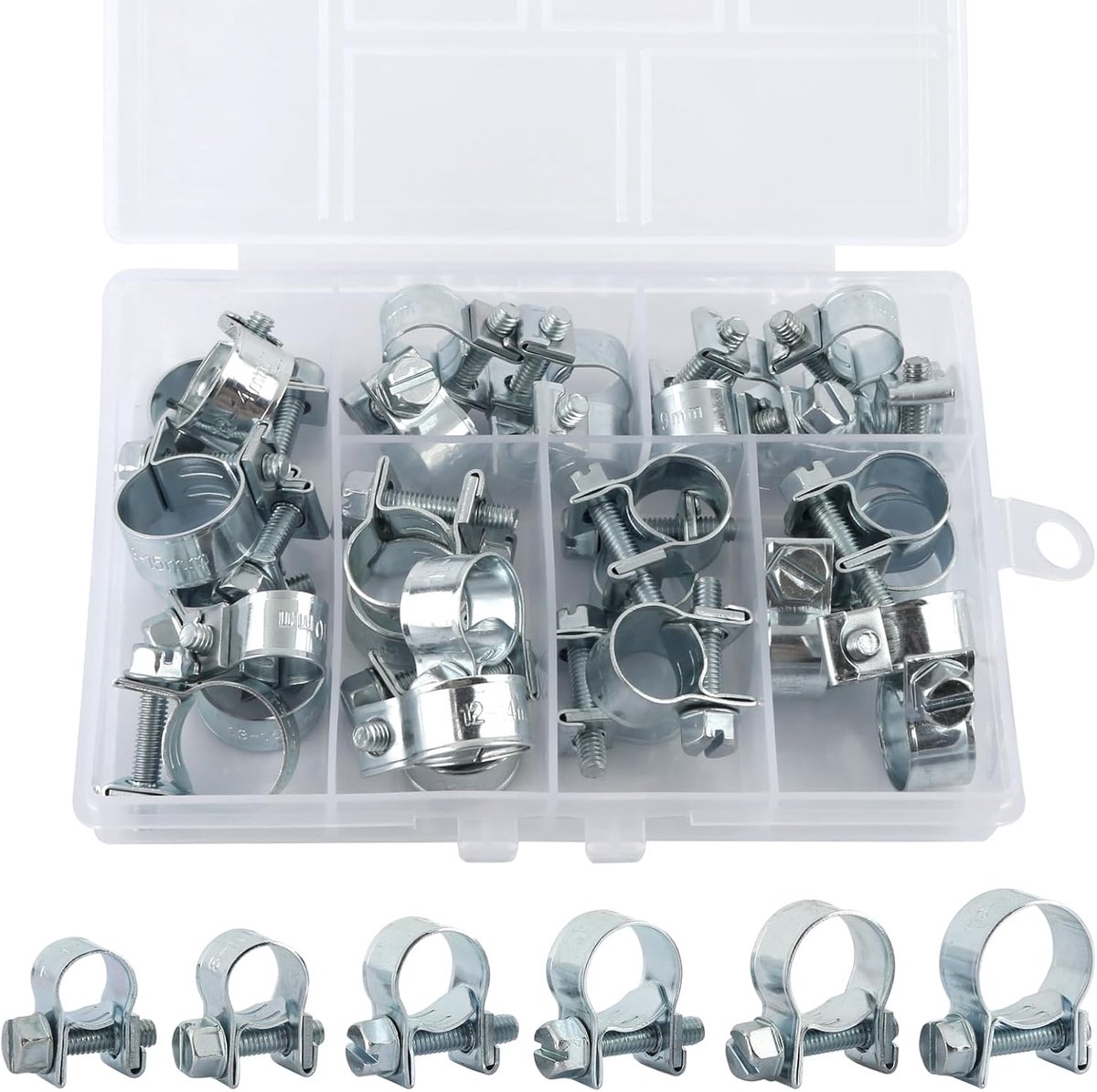 SnelShoppen - 30 stuks Mini Slangklemmen, Verstelbare Brandstofinjectie, Hinge Bolt Klemmen, Sterke Slangklemmen voor Mini Brandstofleiding, Uitlaatpi