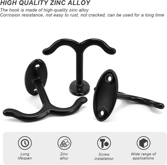 LRREU Ceiling Hooks, 5 Pieces Screw Hooks with Double Hooks, Zinc Alloy Ceiling Hooks for Hanging Ceiling Fans, Flower - ShopVlot — afbeelding 2