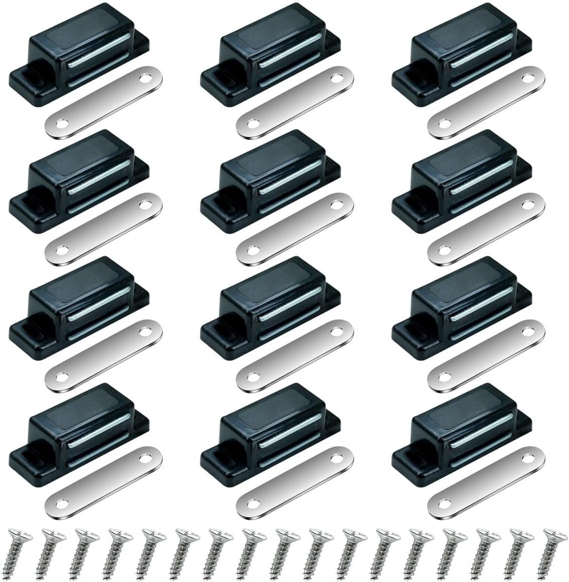 SnelShoppen - Pack van 12 Sterke Magnetische Deursluiters, Wit, Magnetische Sluiters voor Keuken, Meubels en Lades met Schroeven, Extra Sterke Magneti