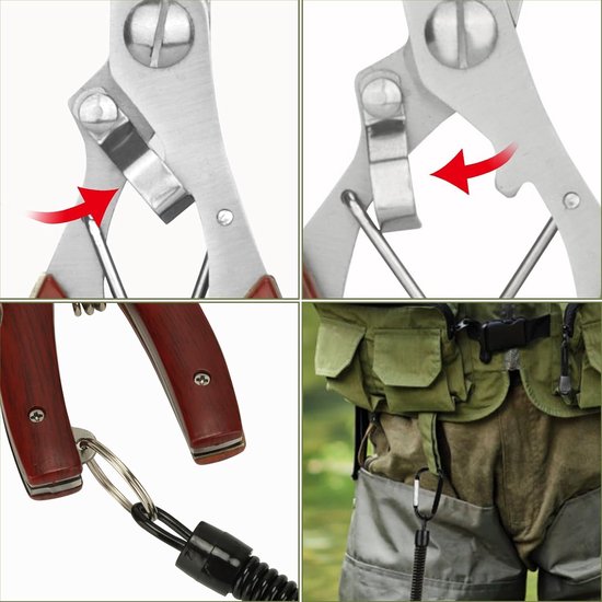 3Pcs Portable Gear Set with Lanyard & Curved Forceps & Escape Tool & Cover Multifunctional Fishing Gear Hook Remover - ShopVlot — afbeelding 3