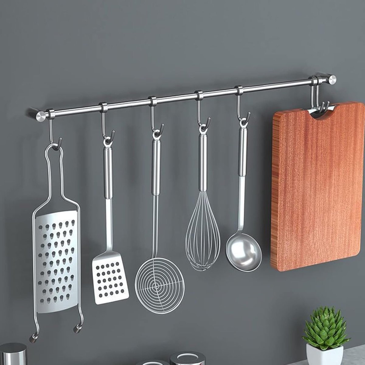 SnelShoppen - Hook Frame Rvs Keukenhaak met 7 Haken voor Keuken, Badkamer en Slaapkamer - Sterke Opslagcapaciteit en Duurzaam Design