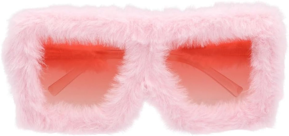 02694 - Roze feestbril met pluche voor volwassenen, accessoire voor festivals, carnaval, kostuums of themafeesten