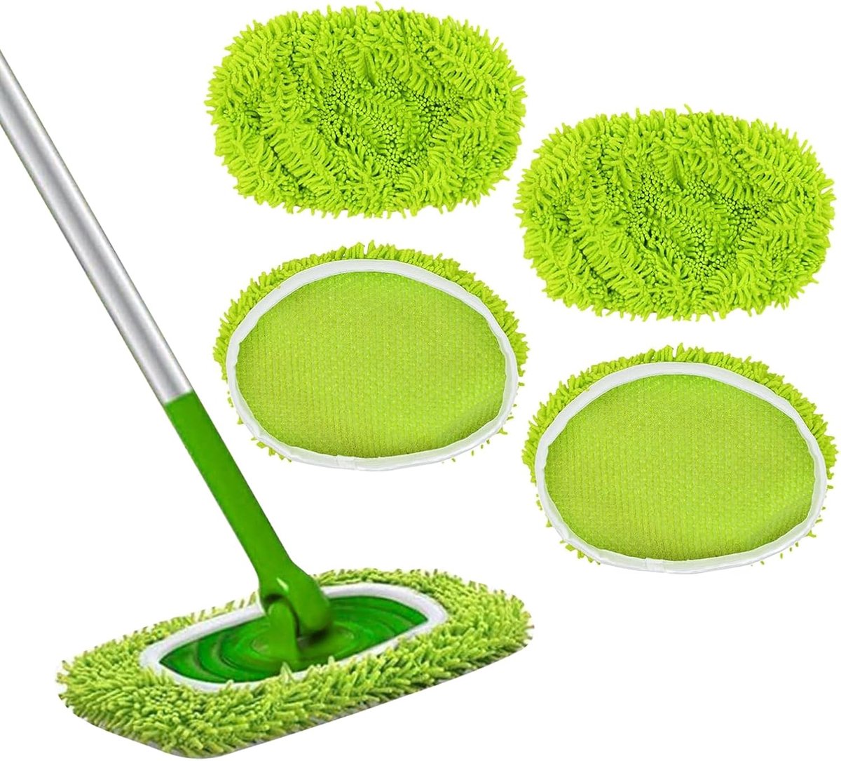 4 herbruikbare doeken, compatibel met Swiffer Sweeper Mop, droog/vochtige vloerdoeken, chenille-doekjes, herbruikbaar, geschikt voor alle dweilen