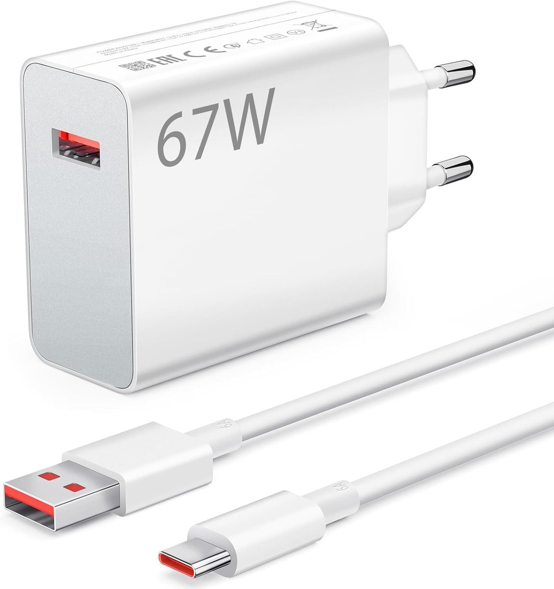 Krachtige 6A USB C Oplader met 1m Kabel voor Snelladen van Smartphones en Tablets, Compatibel met Diverse Modellen zoals Mi 15T, Redmi Note en Poco X Series