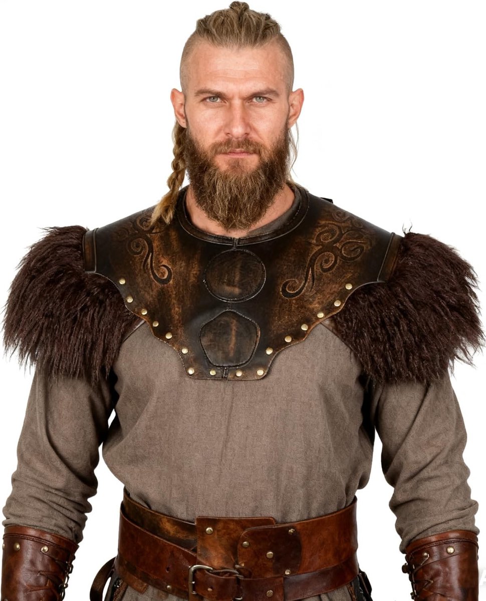 Viking Middeleeuwse Schouderbescherming met Bont voor Mannen en Vrouwen - Ideaal voor LARP en Carnaval