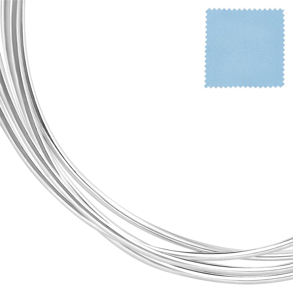 Draad, 18/1 mm, 925, rond, 0,5 m lang, met 2 polijststofdraden voor het maken van sieraden, knutselbenodigdheden, halskettingen, armbanden