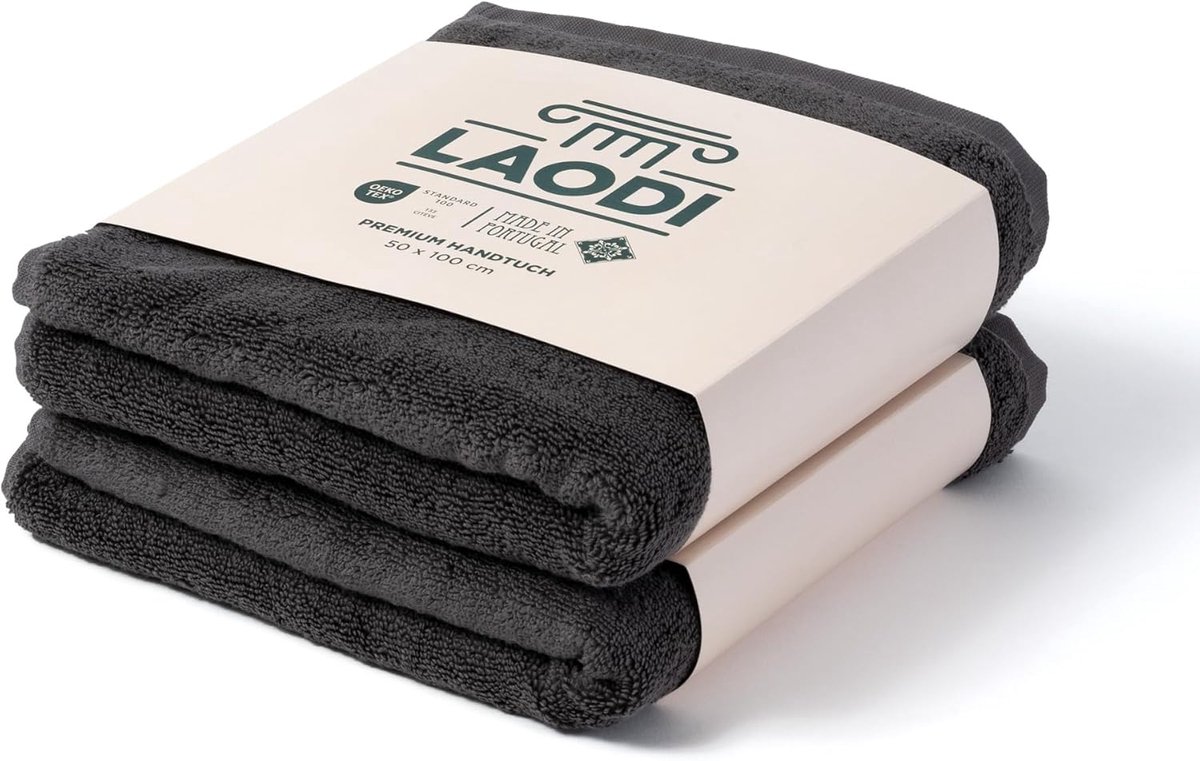 SnelShoppen - Premium 100% Katoenen Handdoeken Set van 2 (50x100cm) in Onweersgrijs - Zachte, Absorberende en Sneldrogende Bad- en Gastendoeken voor D