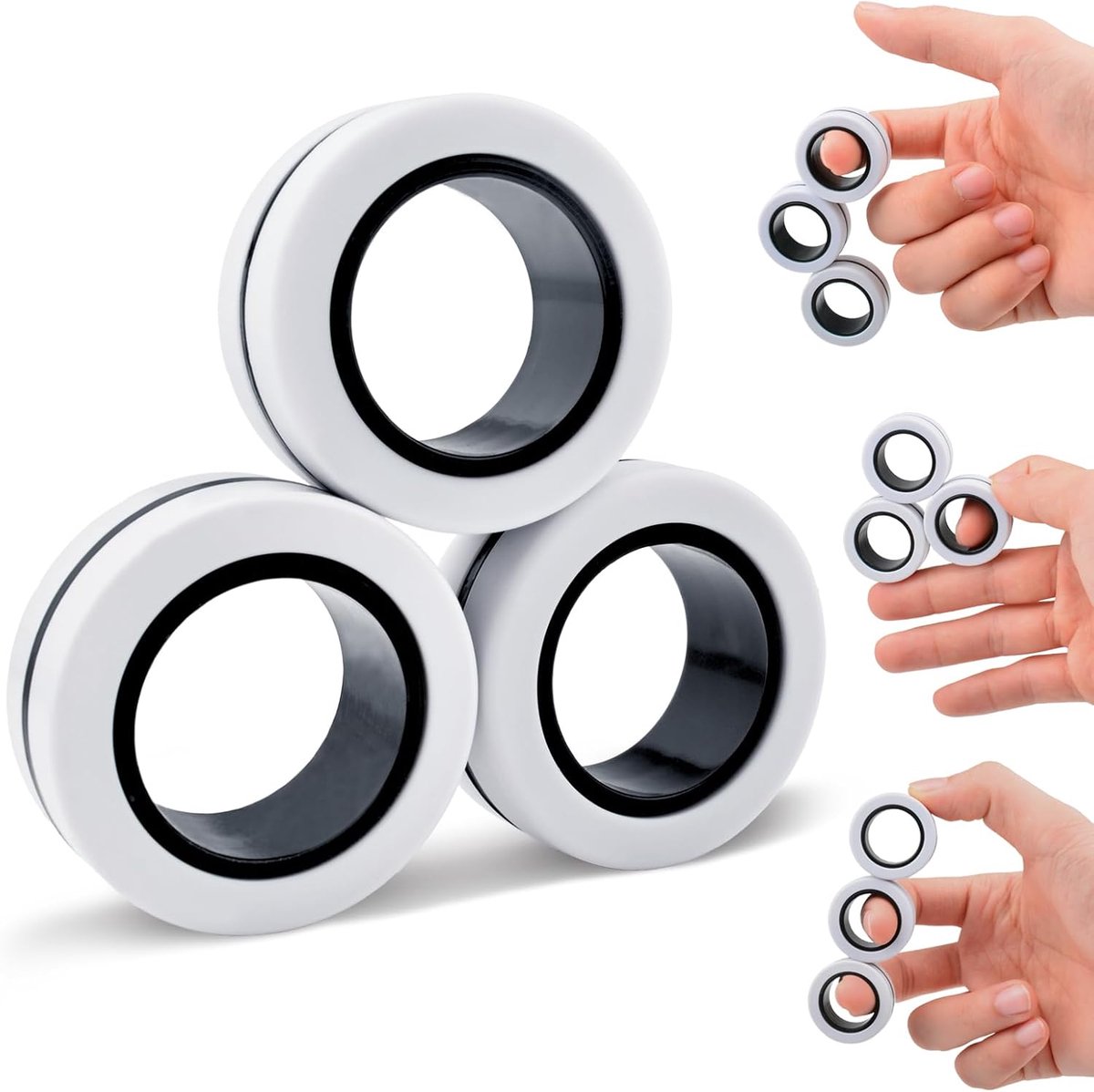 ringen ADHD speelgoed fidget speelgoed volwassenen, 3 stuks coole fidget magnetische ring voor anti-stress spinner vingerring voor kinderen tieners geschenken voor 3-6-8 jaar oude