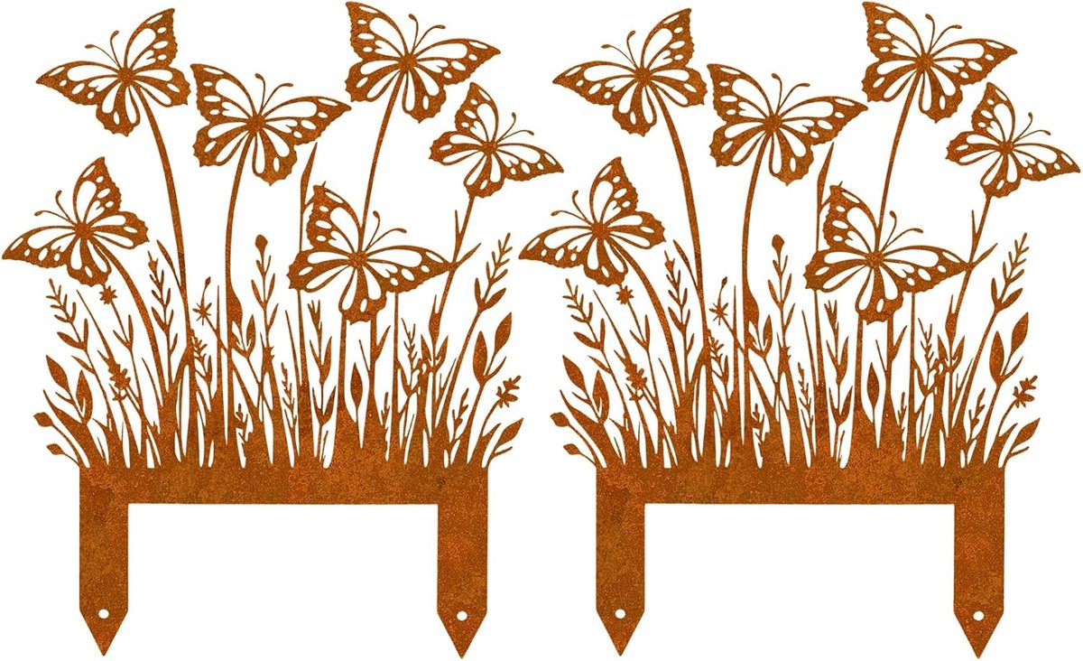 Tuindecoratie, rooster, tuindecoratie voor buiten, weerbestendig, tuinfiguren, tuinaccessoires, metalen tuindecoratie, roestdecoratie, bloemensteker, vlinder voor tuin, terras, balkon, bloempot