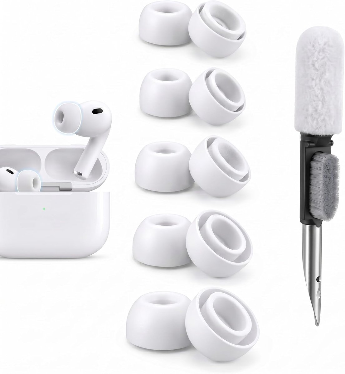 Vervangende Oordopjes voor AirPods Pro 3 - 5 Paar - Zachte Silicone - Geluidsisolatie - Inclusief Reinigingsset - ShopVlot