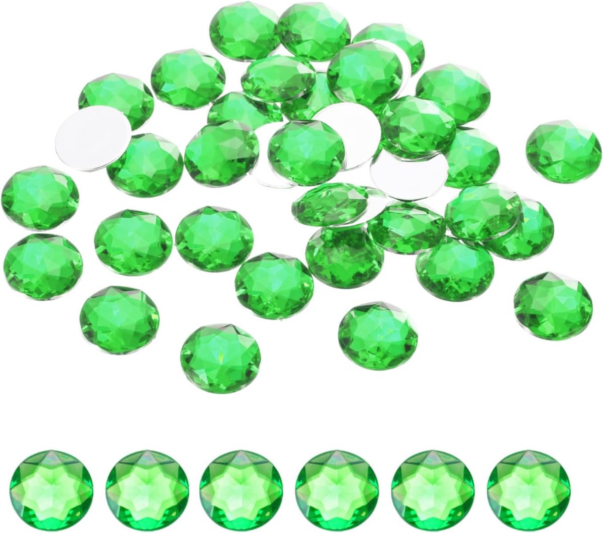 Strassteentjes met platte onderkant, glitterstenen om te knutselen, 12 mm, ronde acrylkristallen, edelstenen voor kleding, schoenen, doe-het-zelfdecoratie, geschenken, SS45 groen, 100 stuks