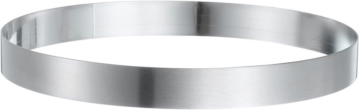 Ronde Taartring 18 x 2,5 cm Naadloze RVS Pastry-Mousse Dessert Ring met Spiegelcoating voor het bakken en Koken van Engelse Muffins en Crumpets