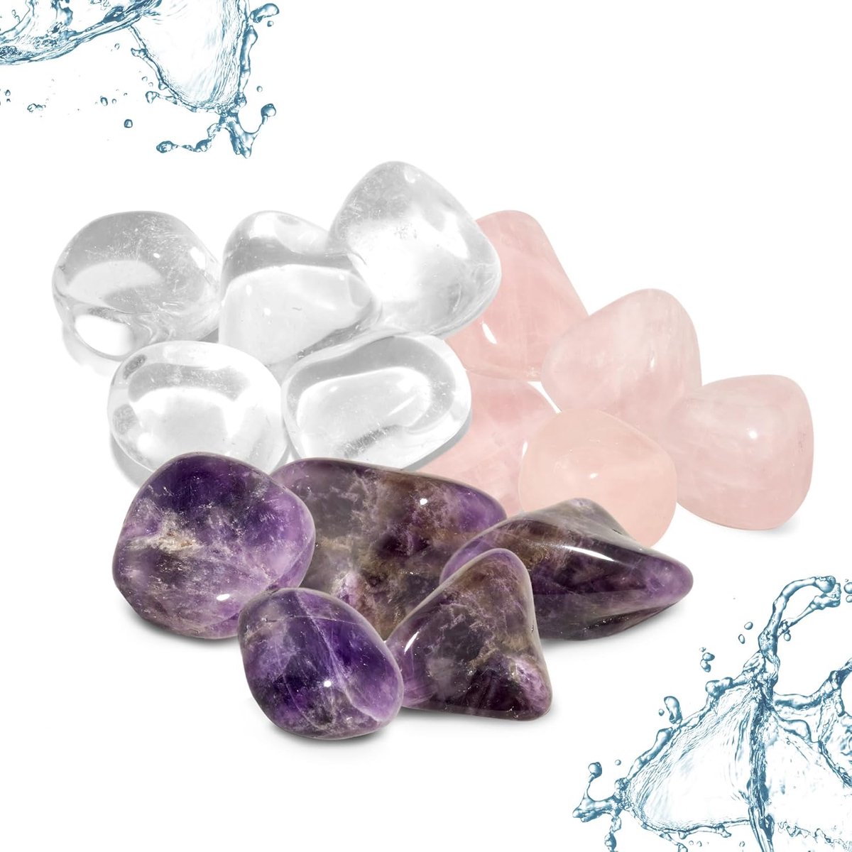 edelsteenwater basismengsel | edelsteen basismengsel: rozenkwarts, amethist, bergkristal | waterstenen/helende stenen getrommeld 250g