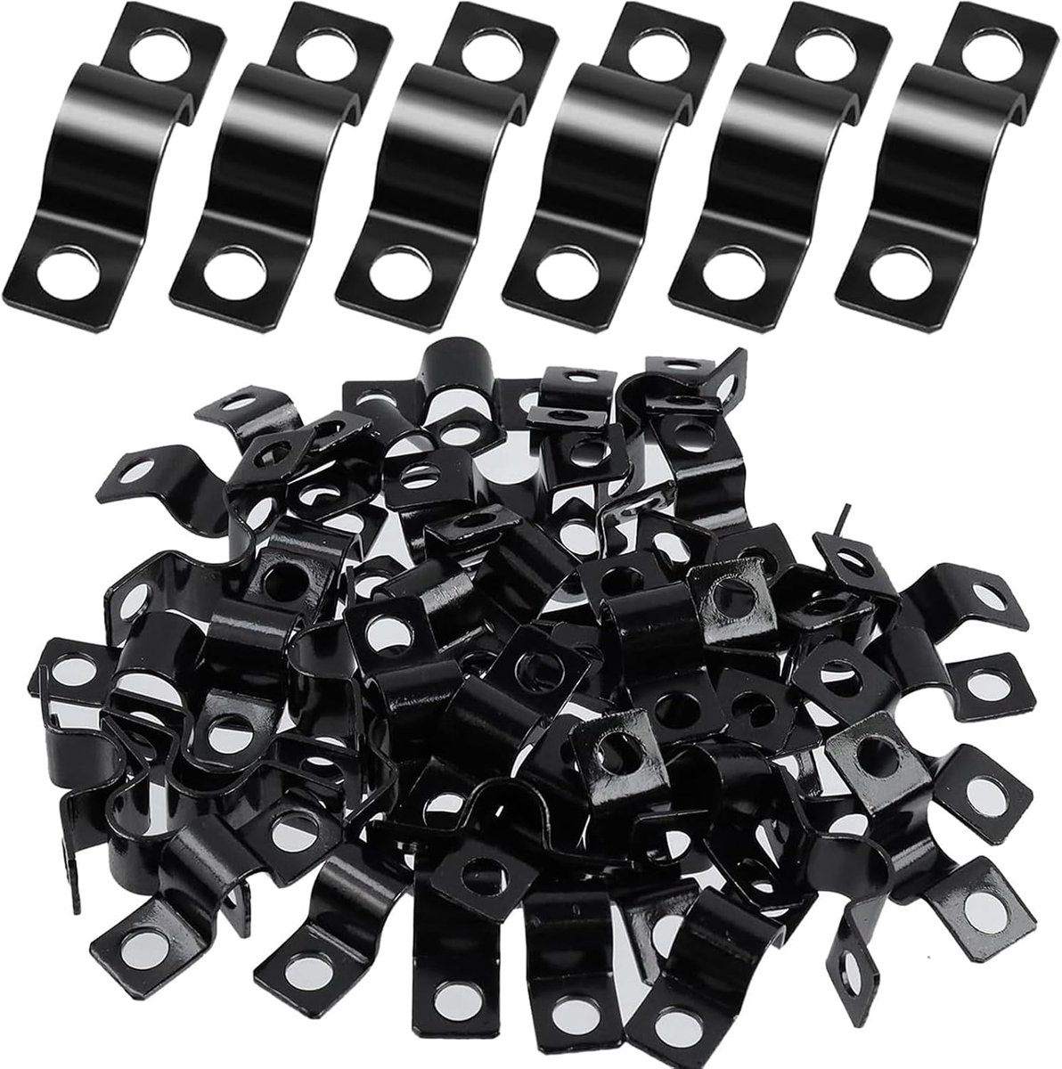 SnelShoppen - Pack van 60 U Buisklemmen met Twee Gaten, 6 mm Diameter, Hoogwaardige Klemmen voor Kabels, Metalen Klemmen voor Elektrische Leidingen, R