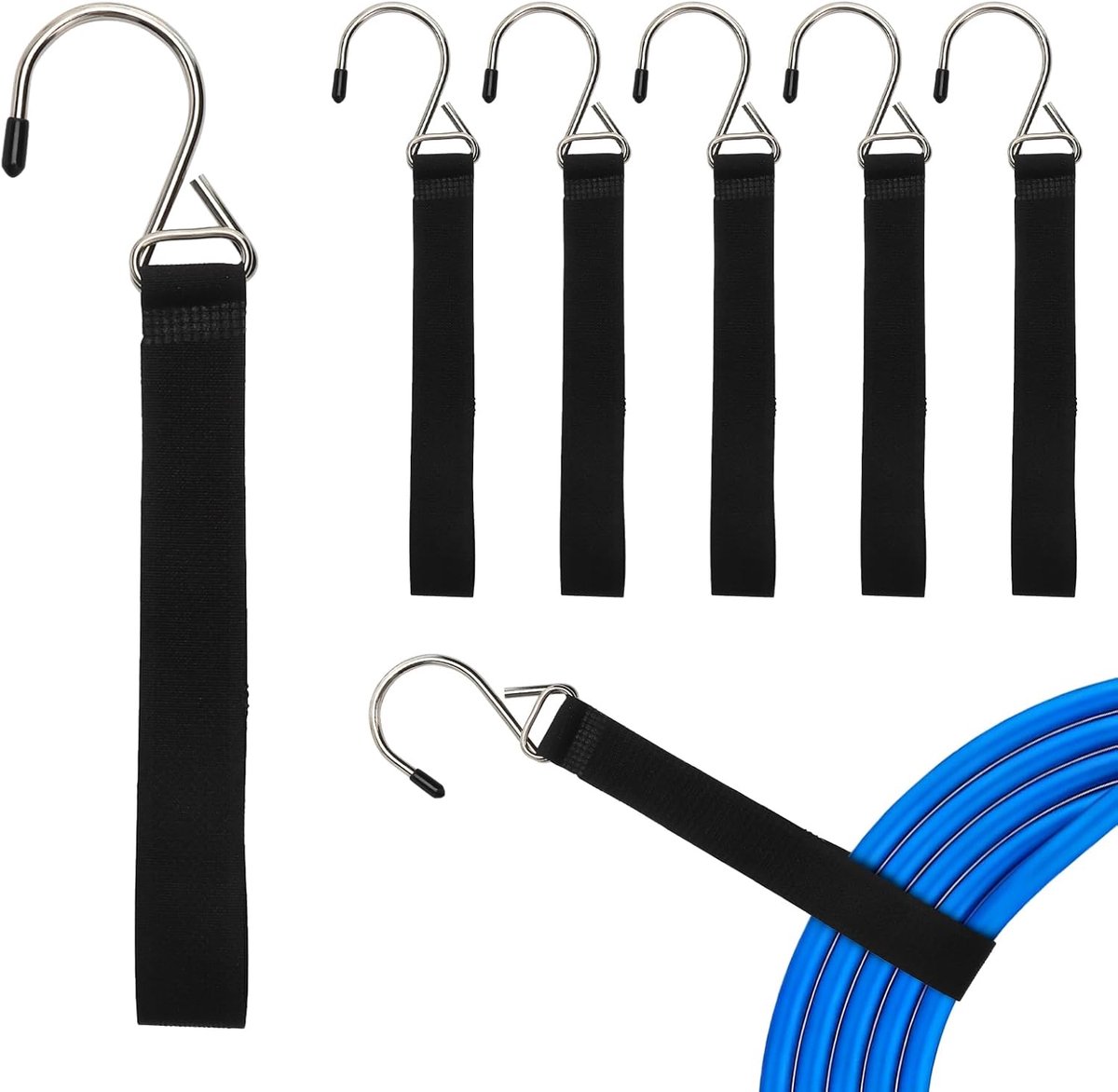 SnelShoppen - Klittenbandophang- en kabelhouderset, zelfklevende haken met S-haken en karabijnhaak, flexibel en herbruikbaar, organizer voor huis, gar