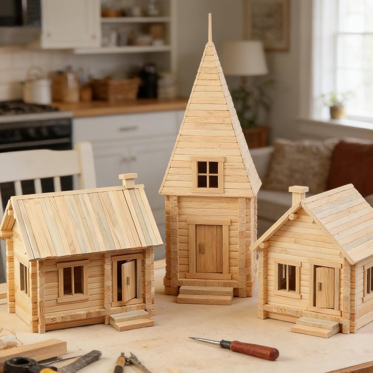 200 stuks vierkante houten stokjes voor knutselen, DIY-projecten en creatieve reparaties, 5 x 5 x 300 mm — cadeau in Hobby - foto 3