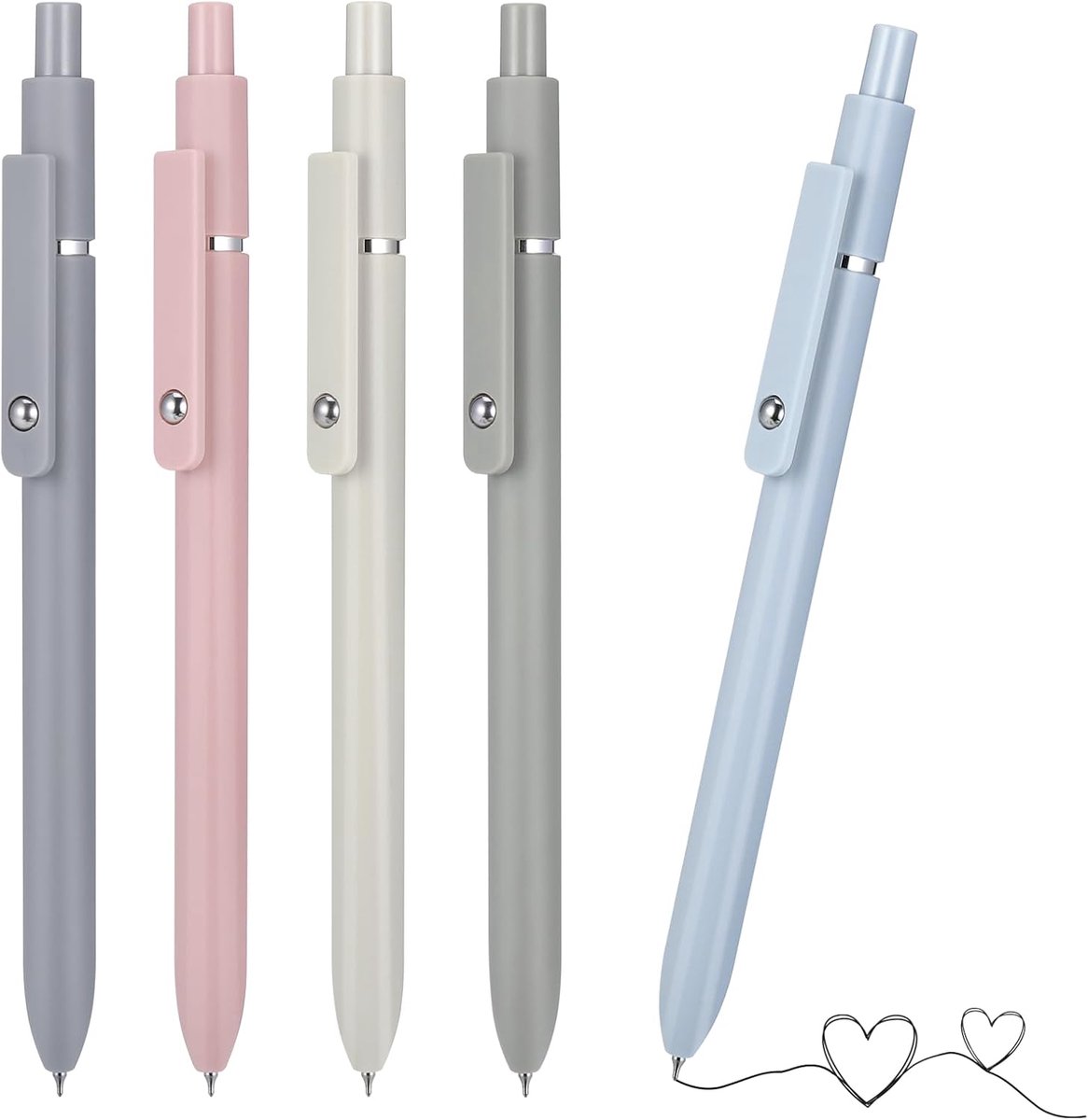 5 Stks Gel Ink 0,5mm Fijne Punt Zwarte Balpen, Intrekbare Metalen Clip, Sneldrogende Schrijfpennen (Morandi)