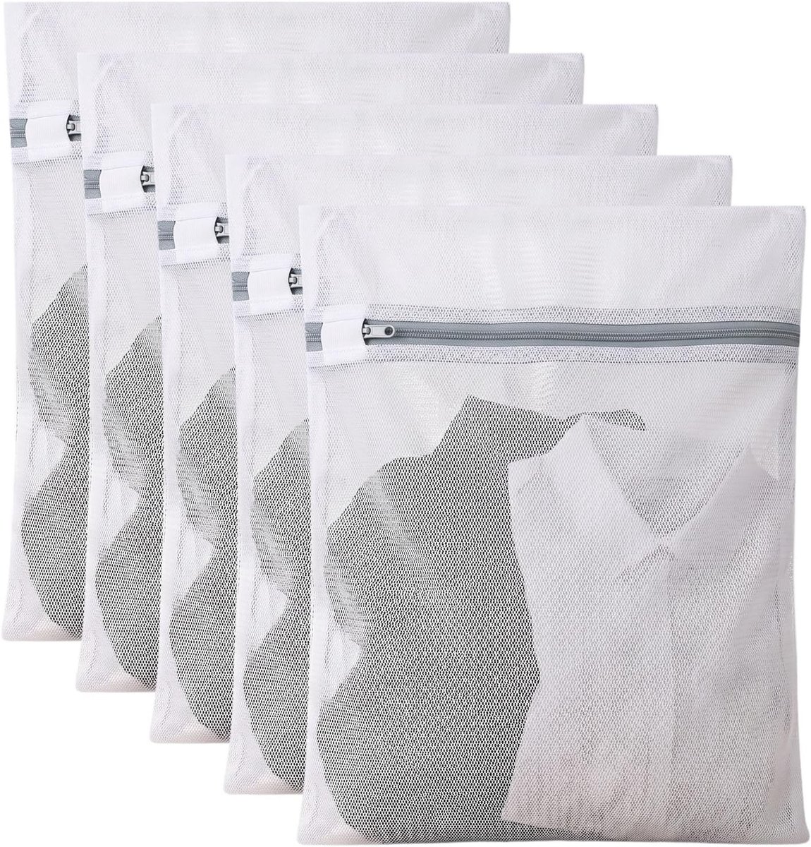 5 Stuks Wasnetten voor Fijne Was, 40x50cm Wasgoed Zak met Ritssluiting | Ideaal voor Ondergoed, Kleding en Delicate Stoffen