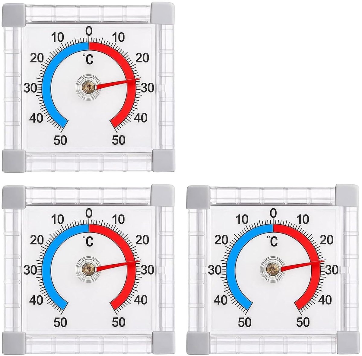 Set van 3 oesterthermometers, buitenthermometer, raamthermometer, zelfklevende thermometer voor ramen en deuren, nauwkeurige temperatuurmeting voor binnen en buiten