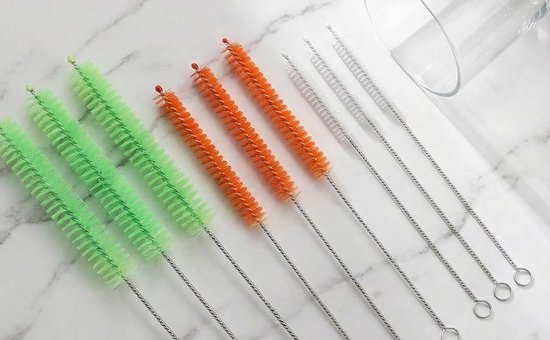 Set van 9 reinigingsborstels, 3 maten, incl. melkslangborstel, rietjesborstel, veelzijdige kleine borstels voor het reinigen van alle rietjes en nauwe plaatsen — afbeelding 5